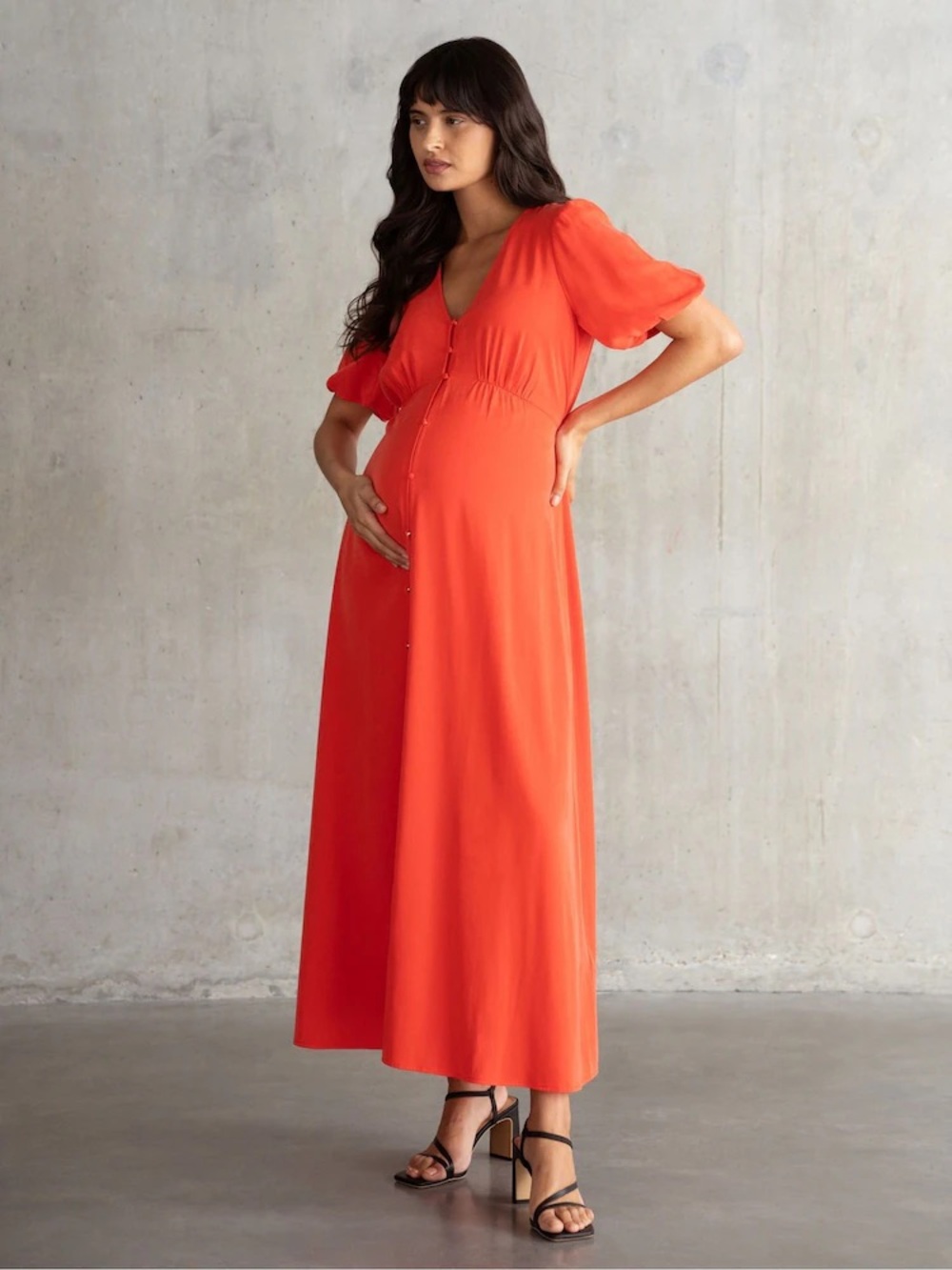 Seraphine Orange V-Neck Nursing Dress